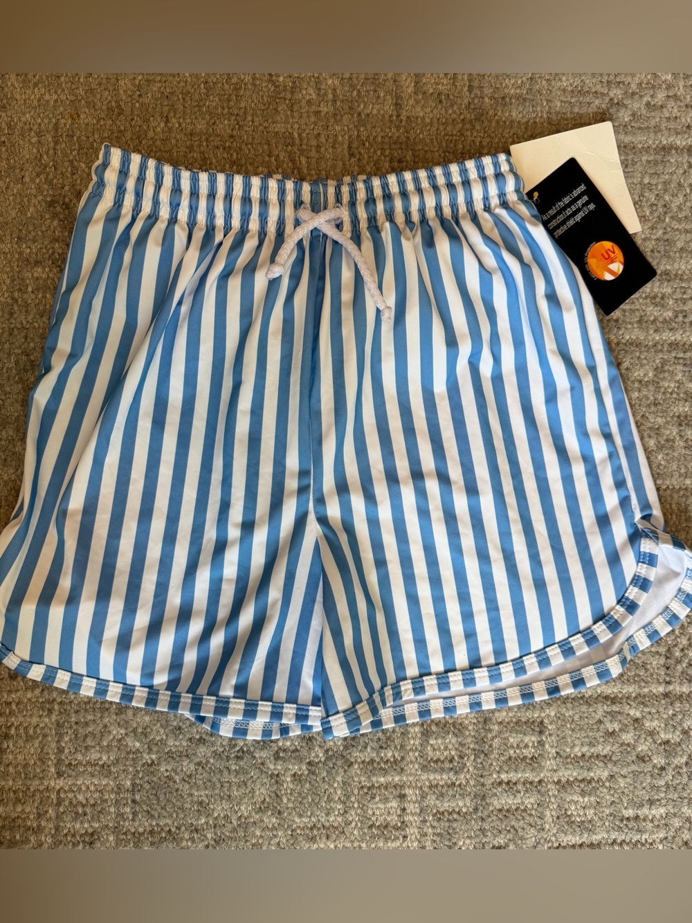 NWT James & Lottie Blue & White Striped ice cream pocket Boys Trunks size 8
